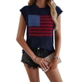 thumbnail image 2 of Women'S American Flag Sweater Vest Crewneck Cap Sleeve Casual Summer Knit Tank Top Navy Blue S, 2 of 9