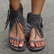 thumbnail image 5 of Sandalias romanas con punta de jersey y cremallera lateral plana, transpirables, informales, vintage, para mujer Wmkox8yii  nm2432, 5 of 5