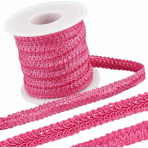 Colorful 10 Yards Woven Gimp Trim 1/2" Wide Decorative Centipede Braid Lace Trimming Woven Fabric Ribbon Curtain Upholstery Edge Applique for Sewing Costume Slipcover Lampshades Home Decor Cerise
