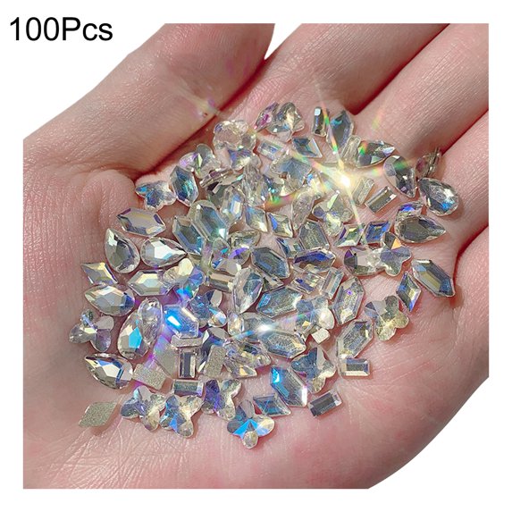 100Pcs/Bag Nail Decorations Irregular Shape DIY Crafts Flat Bottom Glass Stones Nail Rhinestones for Nail Design