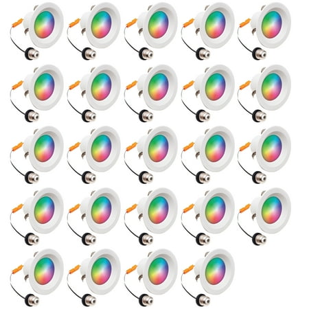 

MW Lighting 4 inch RGB Color Smart Downlight Retrofit with Baffle Trim 800 Lumen 65W Incandescent Equal WiFi Access No Hub Required Works with Alexa or Google Assistant (24 PACK)