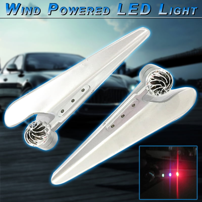 Lishiny 2PCS Wind Powered Car Front Windscreen Wiper LED Light Decorative Lamp Silver
