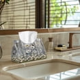 thumbnail image 5 of COEQINE PU Leather Facial Tissue Holder Napkin Tissue Organizer Rectangular Decorative Holder 7.95X4.92X4.52 Inch for Bedroom Dresser Nightstand Dining Table, Daisy Butterfly Wood Grain, 2 PCS, 5 of 7