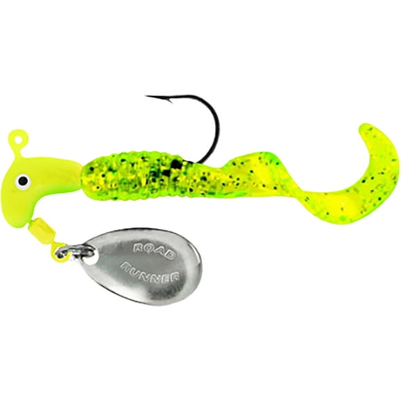 Road Runner Curly Tail Lure, Chartreuse & Spotted, 1/16 oz.