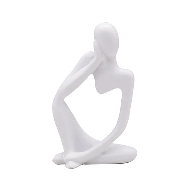 Escultura de pensador abstracto, artesanía, figuras, estatuas, decoración para el hogar y la oficina, regalos Blanco Derecha