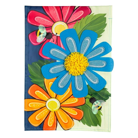 Spring Floral Applique House Flag