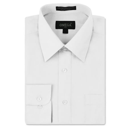 Omega Italy Men's Long Sleeve Dress Shirt Solid Color Regular Fit 25 (Best White Dress Shirt Under 100)