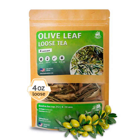 Olive Leaf Tea Loose Leaf – 4 oz Olive Tea – Olive Tea Leaf – Olive Leaf Tea Bulk – Olive Leaf Whole – Caffeine Free – Loose Leaf Herbal Tea - Olive Leaf Tea For High Blood Pressure