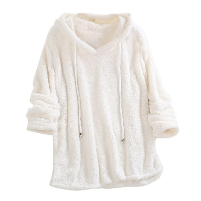Kcodviy Chandails en Molleton Décontractés en Peluche pour Femmes, Chandails en Molleton à Capuche à Manches Longues, Blouse Légère à Fermeture Éclair