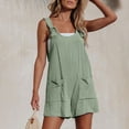 thumbnail image 2 of Loose Summer Romper Womens Shorts with Daisy Flowers Print Sleeveless Knotted Straps Short Jumpsuit with Pockets (S, Mint Green), 2 of 7