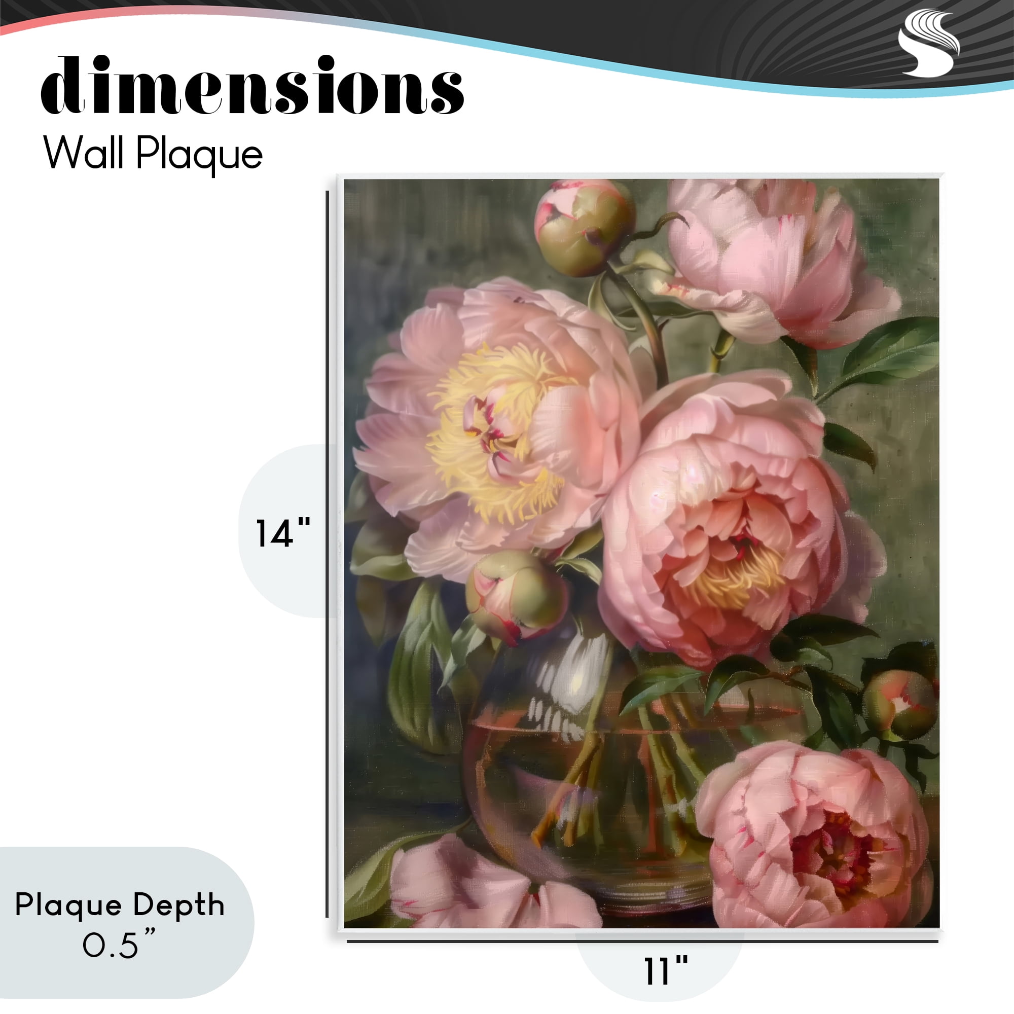 Stupell Industries Pink Peonies in Glass Vase Wall Plaque Art, design by LSR Design Studio