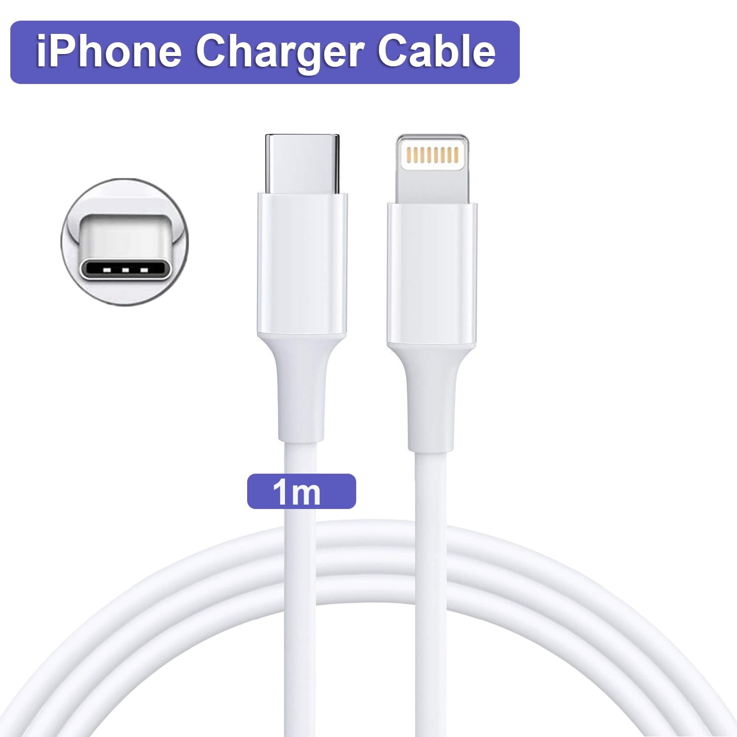 PD Quick Charging Cable [3FT], Lightning to USB-C for iP12/12 Mini/12 Pro Max/11/X/XS/XR/XS Max/8/Plus/7/7P/6/6S/SE 2020, AirPods Pro, and More - White