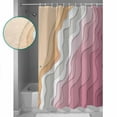 thumbnail image 2 of Shower Curtain, Abstract Gradient Pink Waves Waterproof Shower Curtain Set with Hooks for Bathroom Showers,Stalls and Bathtubs,72x72In Modern Abstract Geometric, 2 of 9