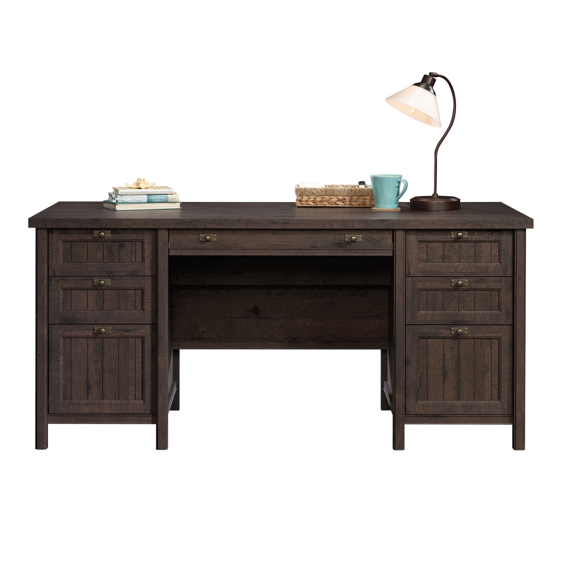 Free Shipping Sauder Costa Executive Desk Coffee Oak Finish Walmart
