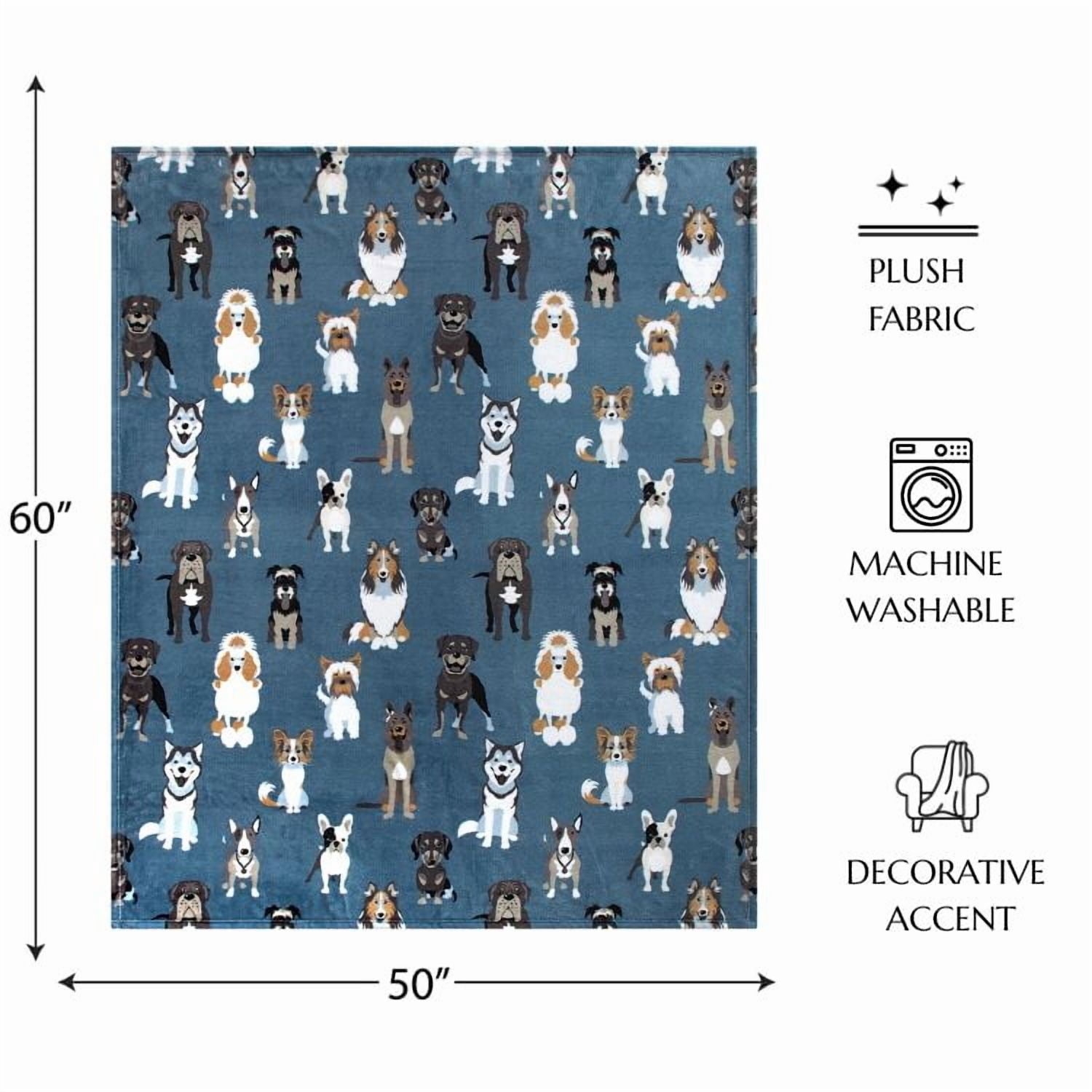 Mainstays Cozy Plush Couch Throw Blanket, Blue Dog Print, 50 x 60 in