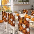thumbnail image 2 of Thanksgiving Fall Chair Covers Set of 6 Orange White Pumpkin Maple Leaves Chair Back Covers Stretch Removable Washable Slipcovers Protector for Dining Room Kitchen Party Decor, 2 of 5