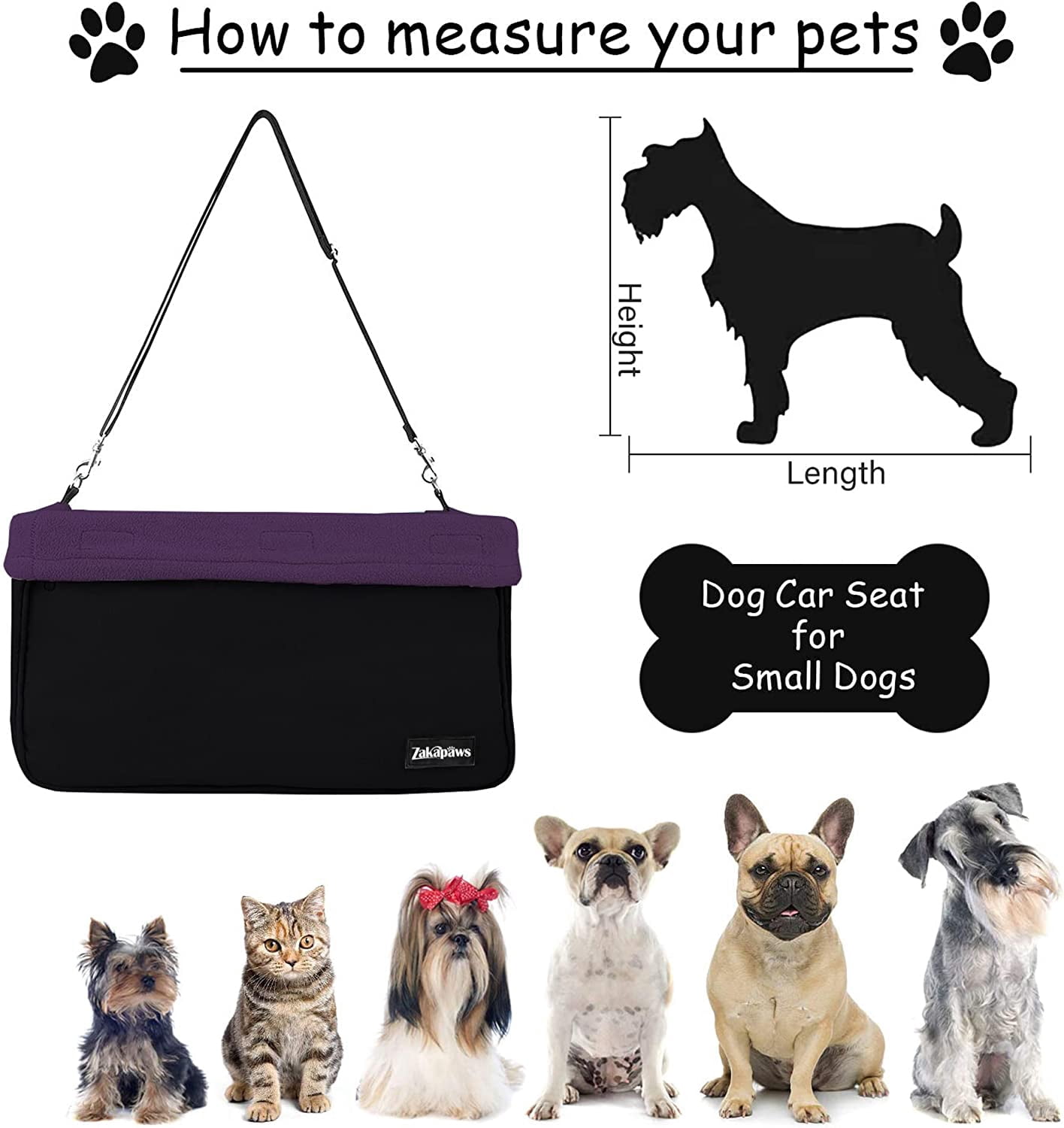 ZAKAPAWS Car Travel Dog Booster Seats, Portable and Breathable Pet Seats Dog Carrier with Seat Belt, Travel Safety Lookout Dog Booster Seat 16-in