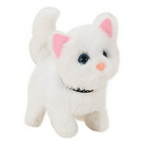 Walking Kitty Plush Toy Electric Interactive Cat Stuffed Animal Meowing Tail Wagging Head Nodding Cat Pet Toy for Kids Toddlers, 4x7x6in