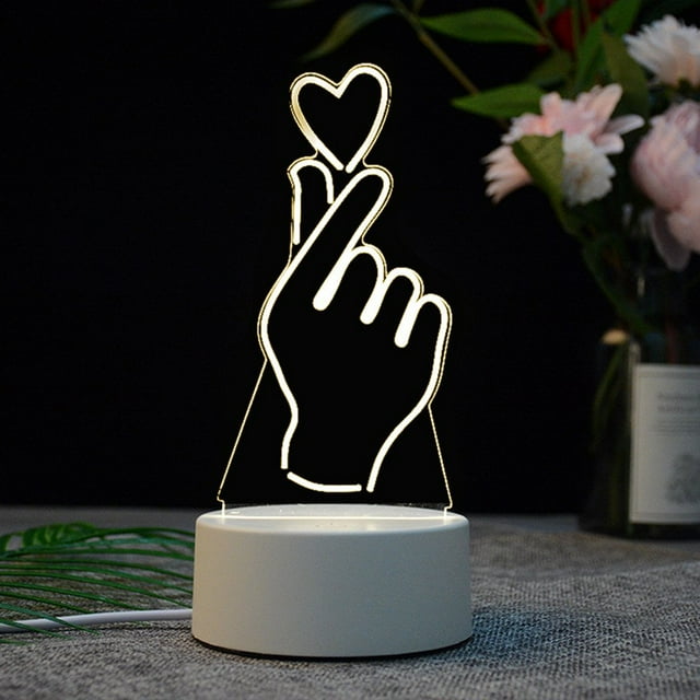 LNGOOR Fall 3D USB Acrylic Night Light LED Table Desk Bedroom Decor Gift Warm White Lamp Home Essential on Clearance
