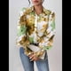 thumbnail image 5 of Camisas de Estilo Bohemio con Cuello en V, Botones y Mangas Largas con Estampado Floral para Mujer, para Otoño. Verde Amarillo S, 5 of 10