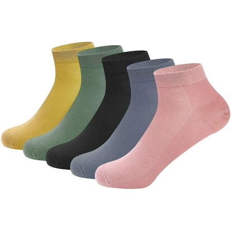 

SERISIMPLE Women Thin Mesh Bamboo Ankle Breathable Sock Summer Low-Cut Socks 5 Pairs (Assorted Large)