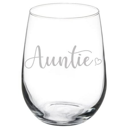 Wine Glass Goblet Auntie With Heart (17 oz Stemless)