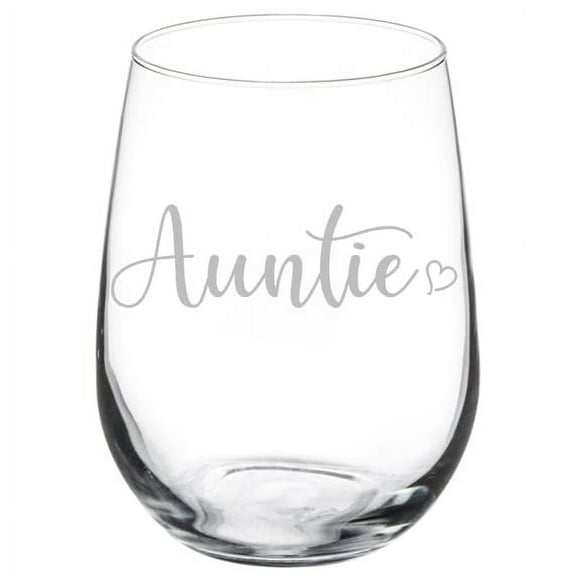 Wine Glass Goblet Auntie With Heart (17 oz Stemless)
