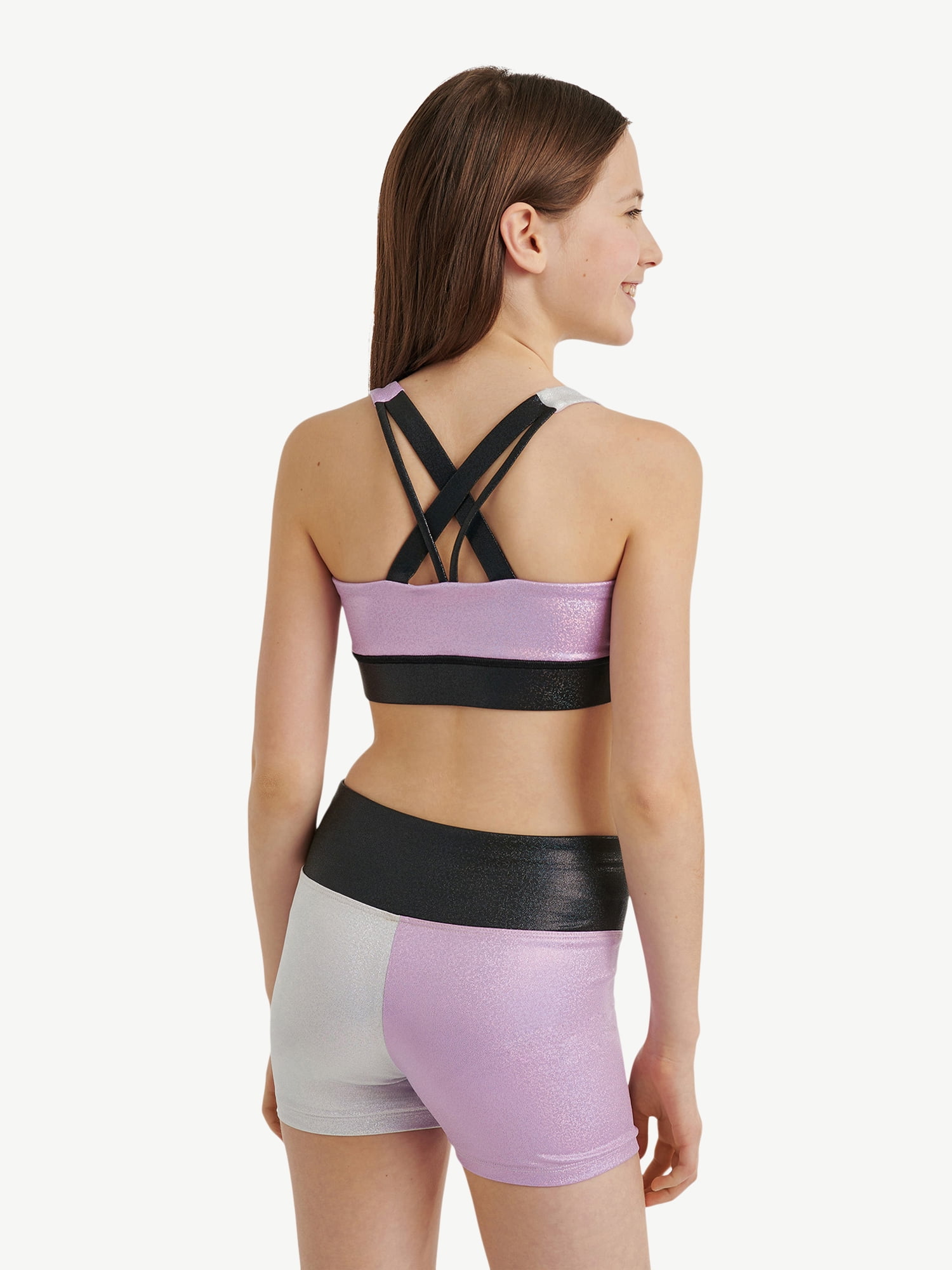 Justice Stretch Strappy Back Sports Bra for Girls, Sizes XS-XL