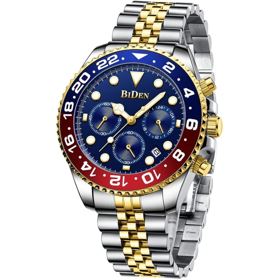 Mens Luxury Wrist Watches Luminous Chronograph Analog Quartz Stainless Steel Fashion Waterproof Watch
