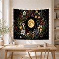 thumbnail image 5 of Moon Centerpiece With Botanical Wreath on Black, Mystical Fantasy for Night Sky Enthusiasts, Celestial Forest Wall Art, Housewarming Gift Tapestry Wall Hanging for Bedroom and Living Room, 5 of 7