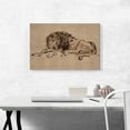 thumbnail image 2 of ARTCANVAS A Lion Lying Down 1650 Canvas Art Print by Rembrandt van Rijn - Size: 26" x 18" (1.50" Deep), 2 of 9