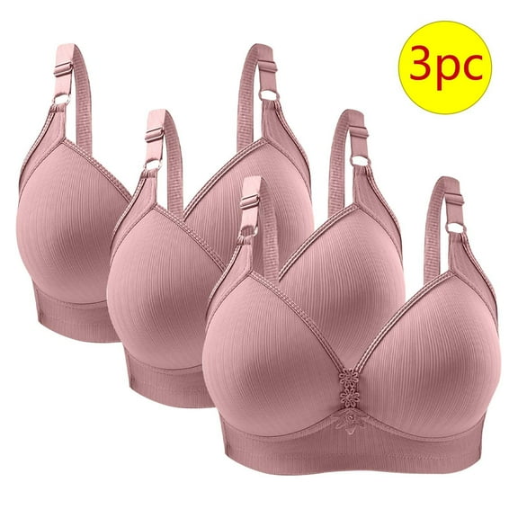 EOYWHK Plus Size Bras for Women 3 Pack Woman's Solid Color Daily Bra Without Steel Ring Gathering Bras