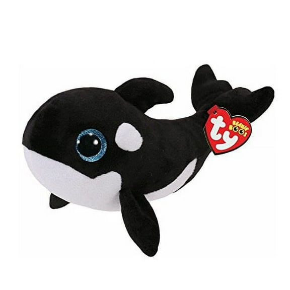 TY Beanie Boos - NONA the Black and White Whale (Glitter Eyes) 6" Plush (BONUS 1 RANDOM TY ERASER)