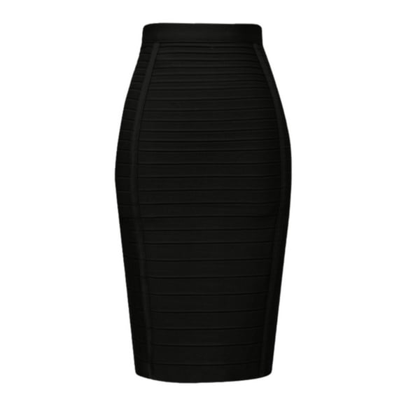 Fgnfyis Womens Skirt High Waist Knee Length Stripe Bandage Pencil Skirt with Double Zipper Mini Skirts for Women Black XS