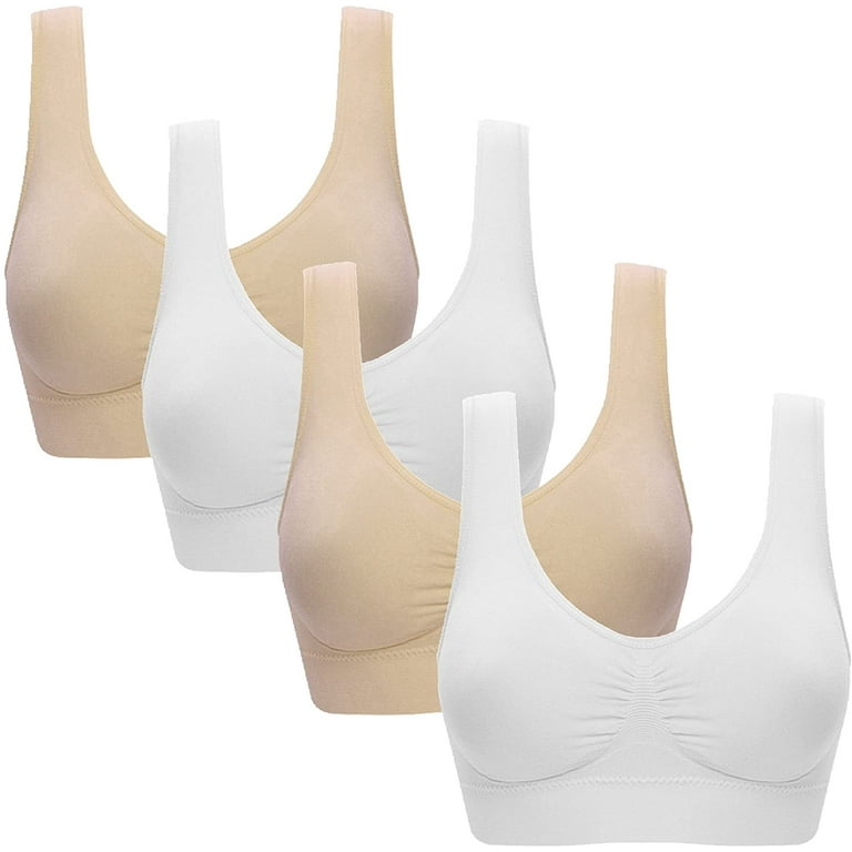 Women's Bra Seamless 6-Pack - Set of 6 Neutral Color Comfort Sports Bras 