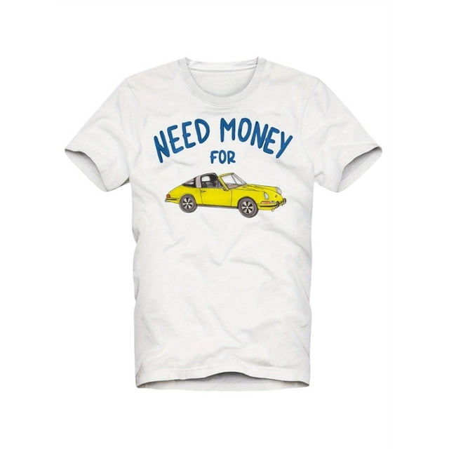T-shirt Décontracté à Manches Courtes de Saint Barth en Blanc avec des Graphismes Rétro et un Design "Need Money"