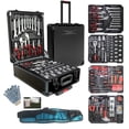 thumbnail image 1 of Arcwares Juego de herramientas con maletín de aluminio de 799 piezas, kit de reparación de casa plateado, juego de herramientas manuales para el hogar con cinturón de herramientas, regalo para el día, 1 of 1