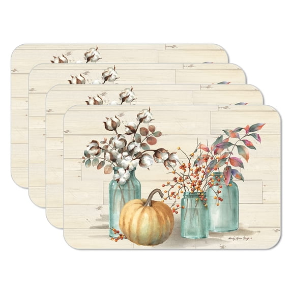 CounterArt "Pumpkin Time" 4-Pack Reversible Flexible Plastic Tabletop Placemats