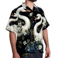 thumbnail image 2 of Swan Men's Casual Hawaiian Shirt Printed Button Down Short Sleeve Summer Beach Shirts Unisex, 2 of 6