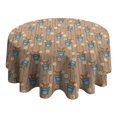 thumbnail image 4 of Brown Highland Cow Bucket Flower Pattern Round Tablecloth 60"x60",Wrinkle Wipeable Table Cloth for Kitchen Dining Room Picnic Patio Party, 4 of 6