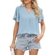 thumbnail image 1 of Camisetas de manga corta con cuello en V para mujer, camisetas cortas con cuello en V para mujer, camisetas con cuello en V para mujer, camisetas fruncidas para mujer, tecnología de vanguardia, 1 of 6