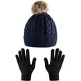 thumbnail image 7 of ‎TACYKIBD Women Winter Knitted Beanie Hat Glove Set Faux Fur Pom Slouchy Hat and Full Finger Knitted Gloves, 7 of 7