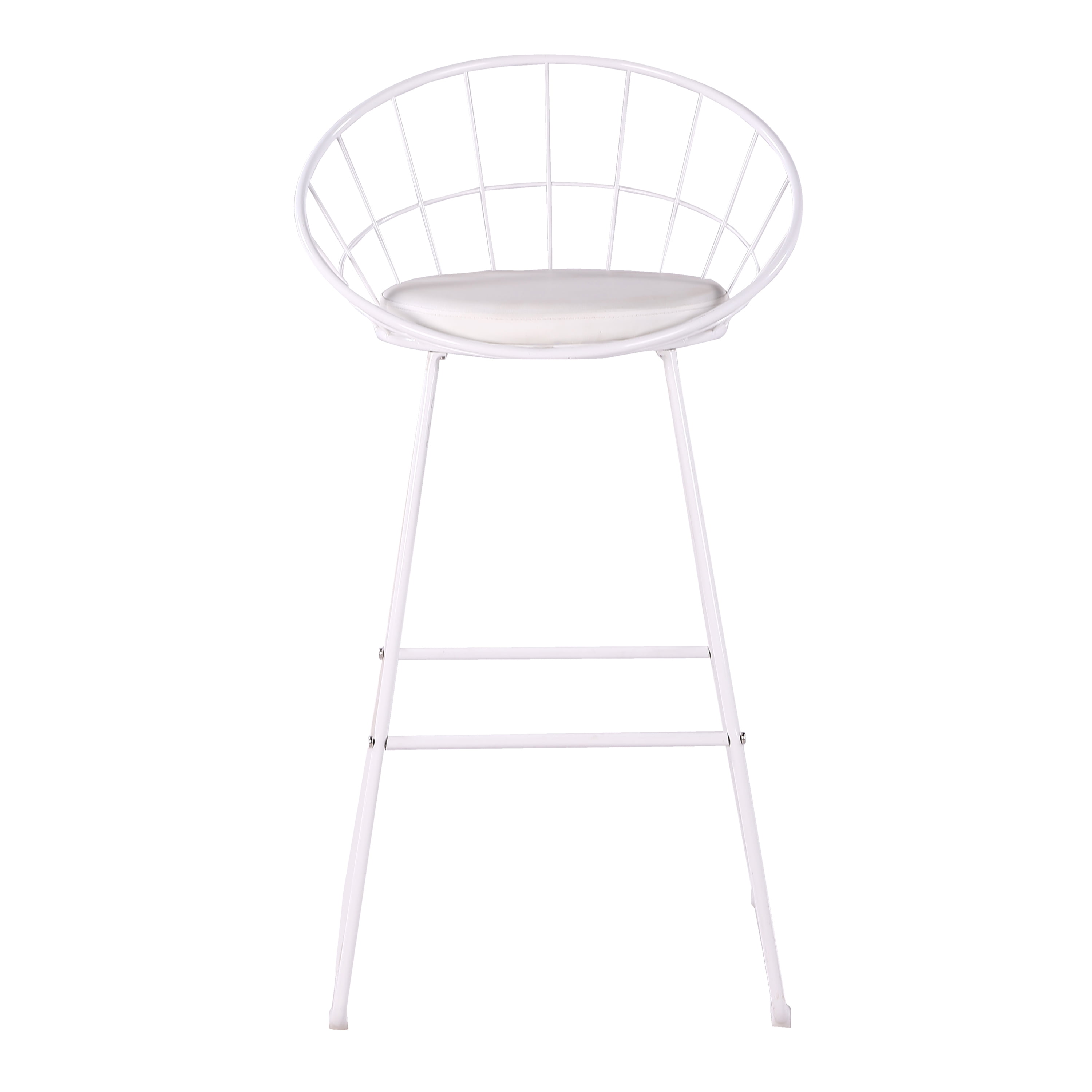 2Pcs Modern Nordic Counter Height Bar Stools, 29.5" Seat Height Industrial Bar Chairs with Curved Hollow Metal Frame Backrest, Padded Faux Leather Seat,Assembly Needed