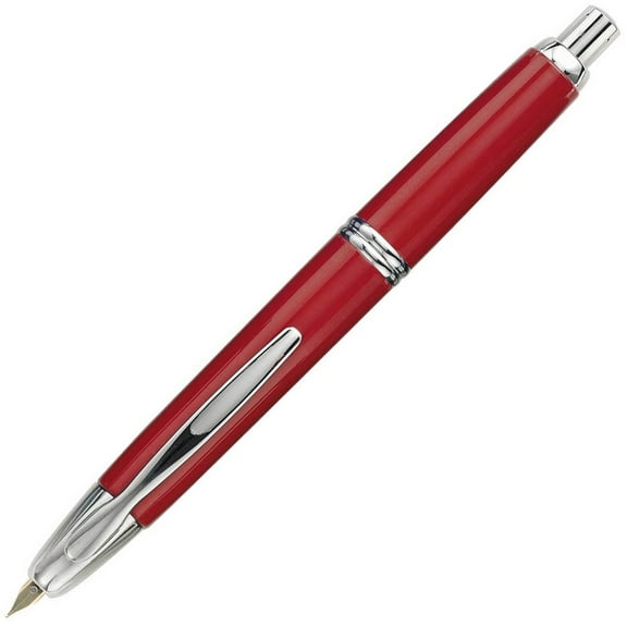 PILOT Vanishing Point Collection Refillable & Retractable Fountain Pen, Red Barrel with Rhodium Accents, Blue Ink, Medium Nib (60244)