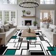 thumbnail image 3 of 5'x8' Area Rugs, Green Geometric Indoor Outdoor Area Rug for Living Room Bedroom, Modern Black Grey Abstract Motifs Washable Bathroom Rugs Kitchen Floor Carpet Mats Home Decor Aesthetic, 3 of 8