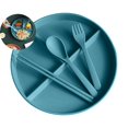 thumbnail image 1 of Dvruxg 3-Compartment Divided Tableware Set – Microwave Safe Fiber Plate with Spoon, Fork & Chopsticks – Meal Tray, 1 of 5