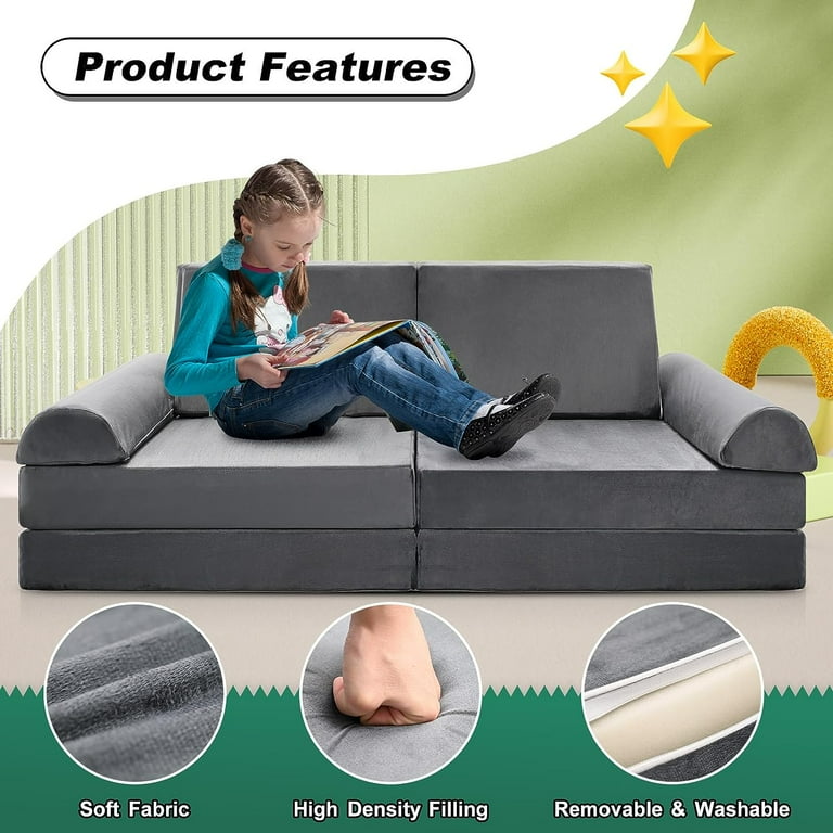 Reading Nook Floor Cushion for Kids, Water Repellent Velvet Floor Pillow  for Ikea Bed, Large and Small Floor Seating, Floor Sofa 