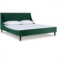 thumbnail image 2 of Aspen Vertical Tufted Headboard Platform Bed Set King Evergreen Velvet, 2 of 15