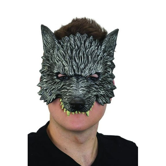 Costume Accessory- Lightweight Foam Silver Tone Wolf Mask w/ Elastic Band
