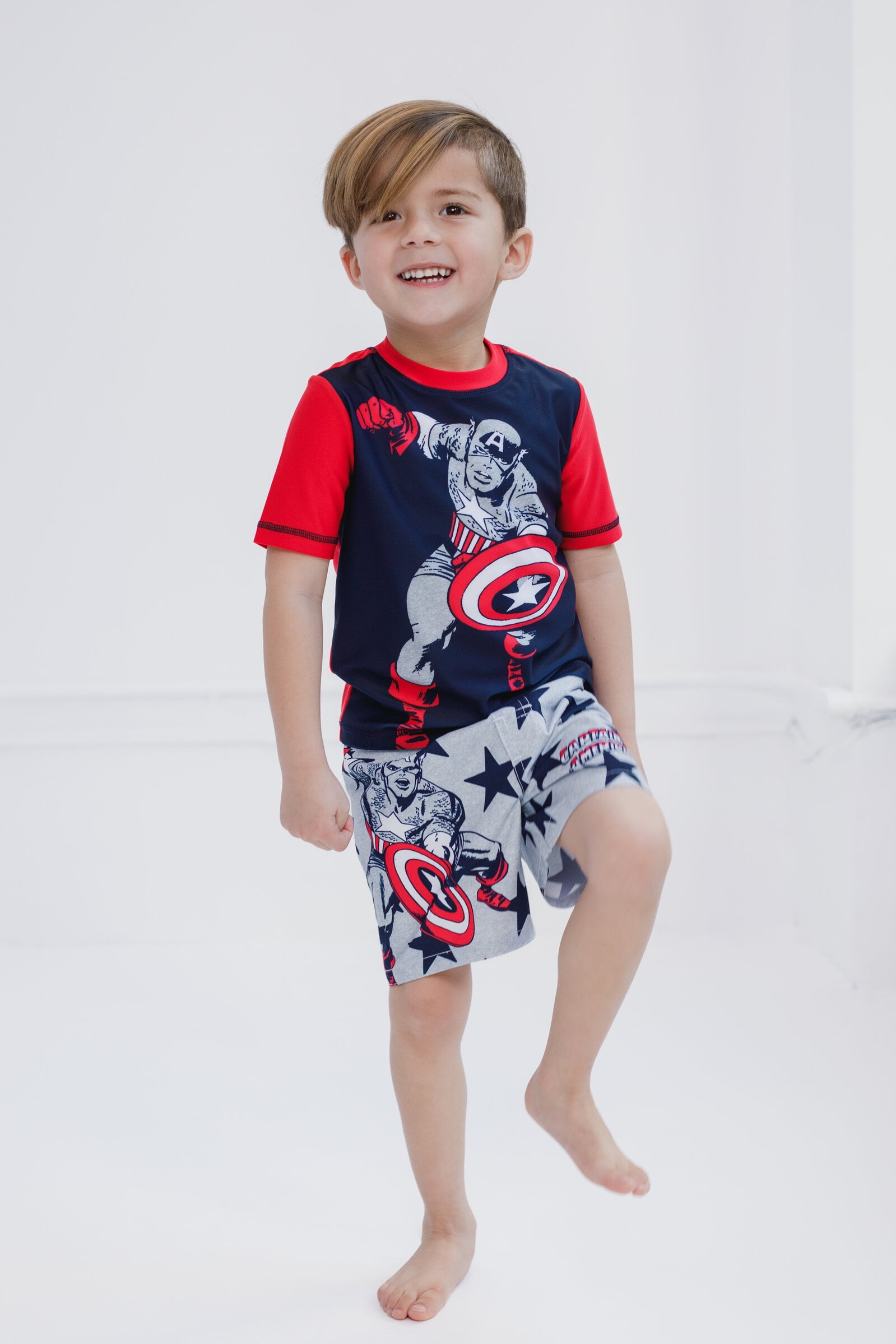 Marvel Avengers Captain America Rash Guard & Swim Trunks Set, 2-Piece, Size 4T
